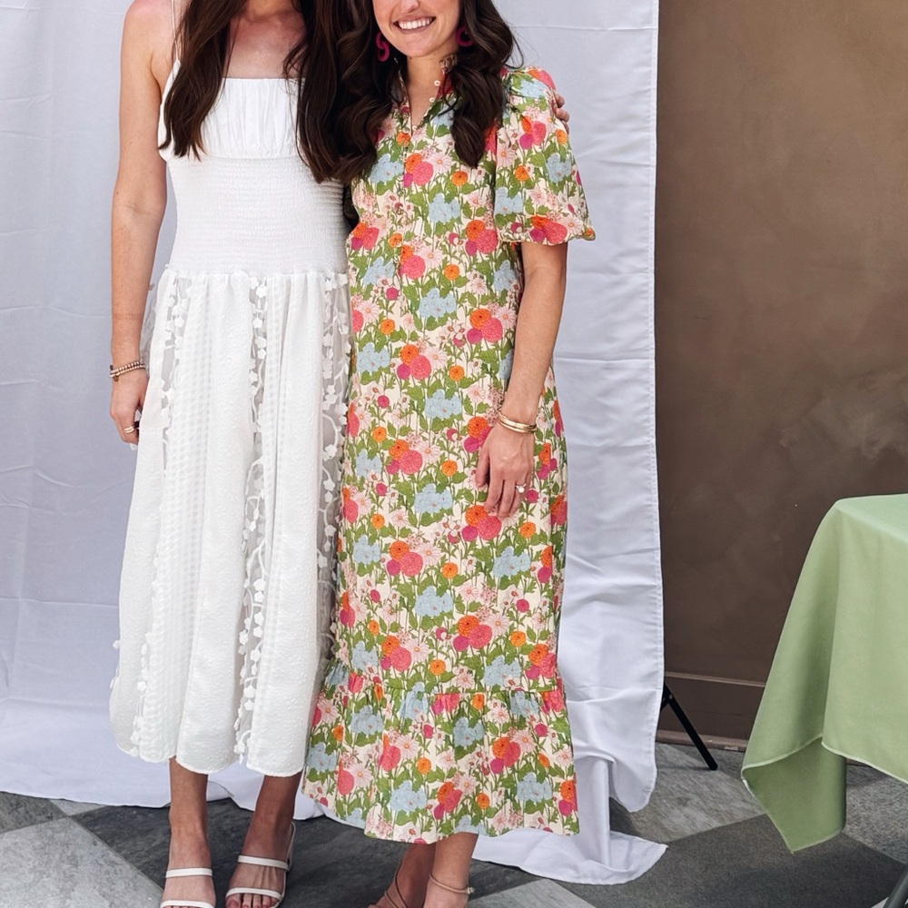 Tuckernuck Hyacinth House Multi Green Begonia Floral Mimi Midi Dress - Picture 5 of 5